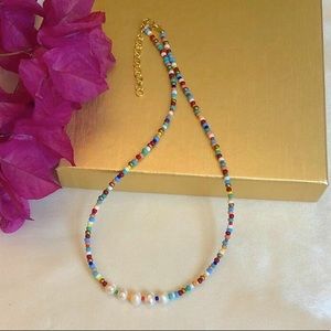 Fresh water pearls necklace / Colorful pearls and seed beads handmade necklace